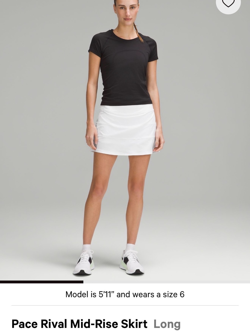 lululemon athletica Pace Rival Mid-Rise Skirt Sz 6 Tall — White